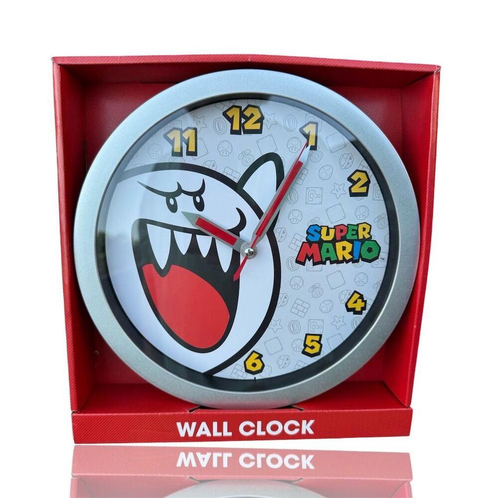 Nintendo Super Mario Brothers KING Boo Analog Wall Clock Black Gaming Decor